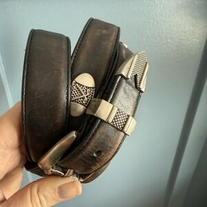 Leather Golf Belt Men Size 42 Black Metal‎ Golf Medallions Country Club